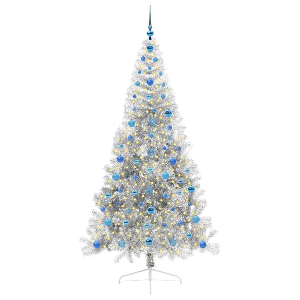 Albero di Natale artificiale preilluminato Vidaxx con 300 LED argento tappo da 210 cm