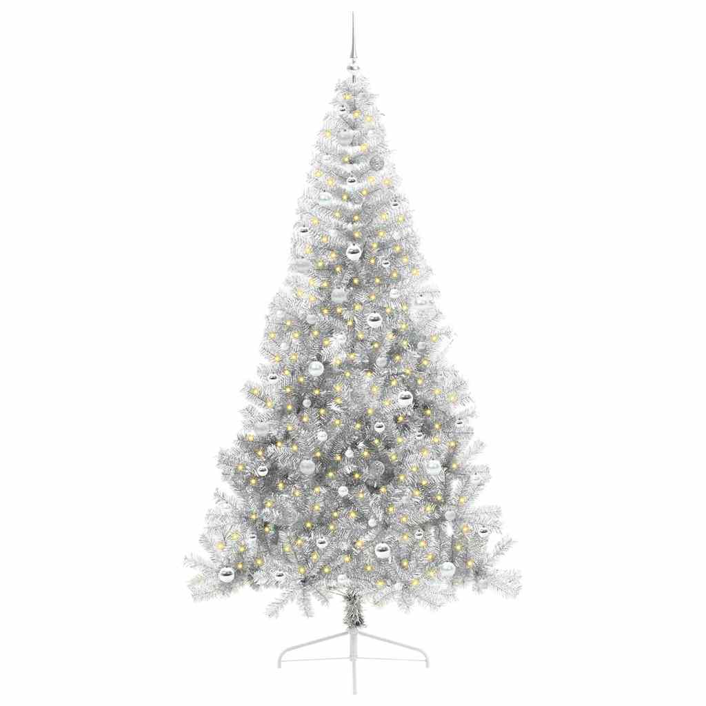 Árbol de Navidad artificial vidaxx preiluminado con 300 LED plateado 240 cm