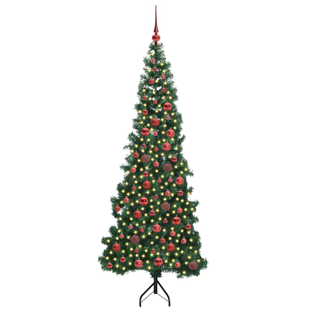 Albero di Natale artificiale angolare Vidaxx con 300 LED verdi 180 cm in PVC e metallo