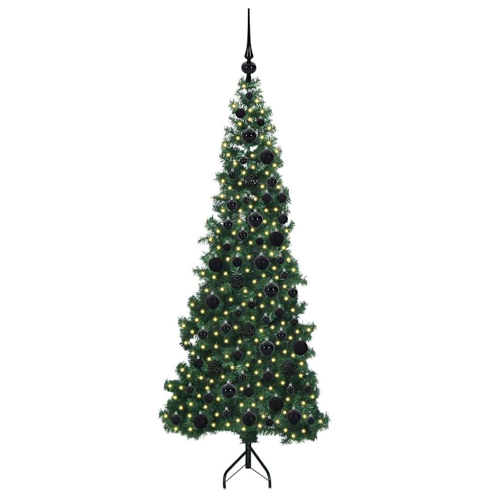 Albero di Natale artificiale angolare Vidaxx con 300 LED verdi 180 cm in PVC e metallo