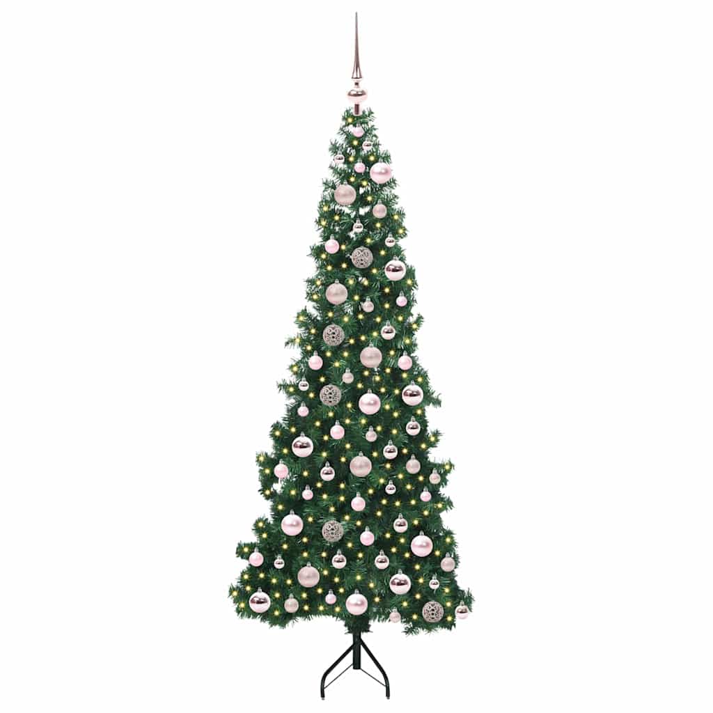 Albero di Natale artificiale angolare Vidaxx con 300 LED verdi 180 cm in PVC e metallo
