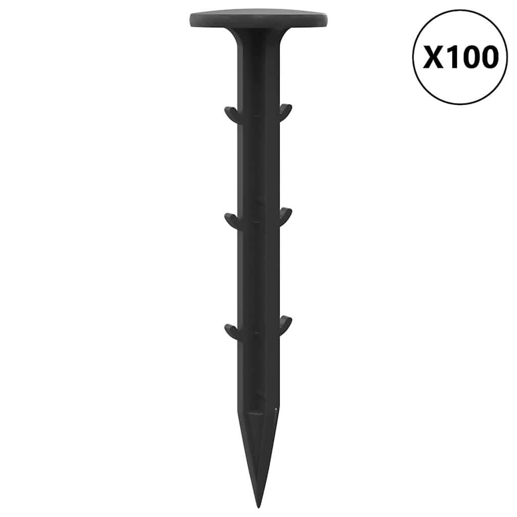 Picchetti da terra Vidaxx 100 pezzi neri ø3 x 11 cm in plastica