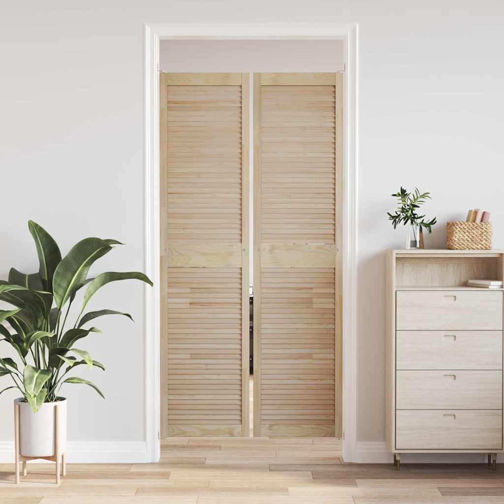 Vidaxl kastdeur 2 pcs naturel 201 x 2,1 x 49,5 cm massief grenenhout
