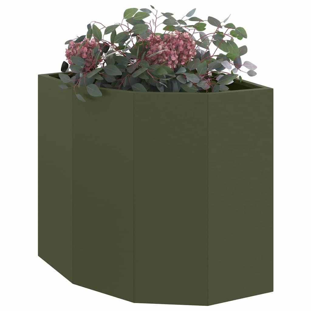 Vidaxl hoek plantbak olijfgroen 45 x 45 x 50 cm staal