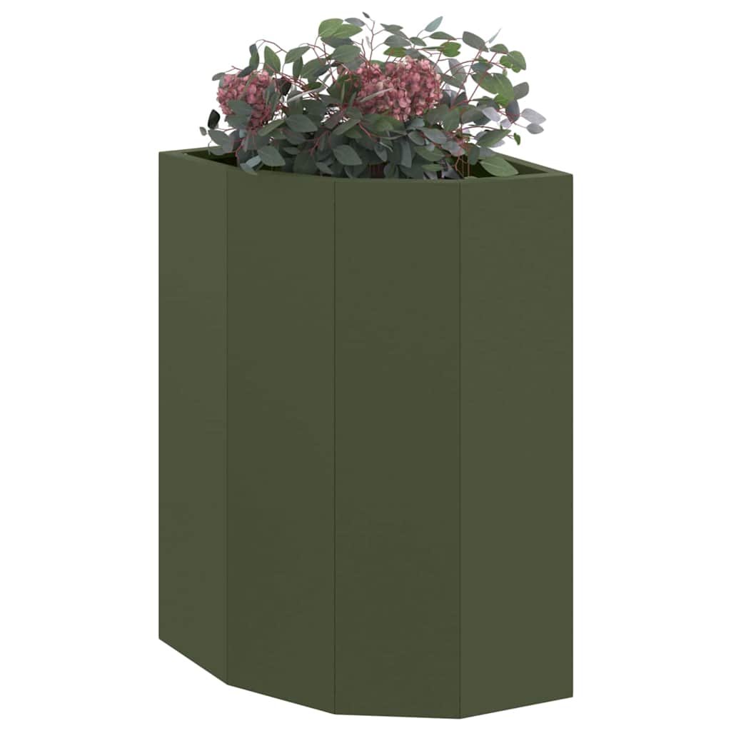 Vidaxx jardinera de esquina verde oliva 30 x 30 x 50 cm acero