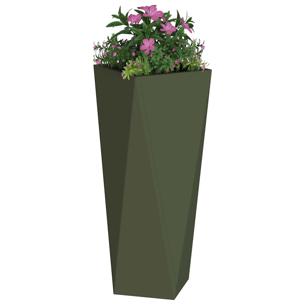 Jardinera vidaxx verde oliva 30 x 30 x 75 cm acero