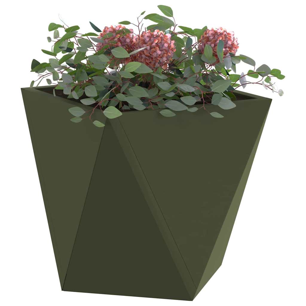 Fioriera VidaXL 2 pz verde oliva 30 x 30 x 30 cm in acciaio