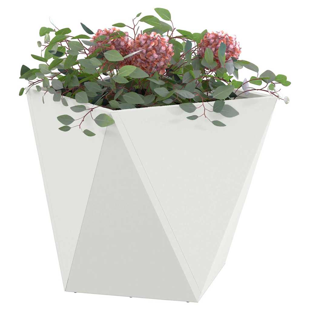 Fioriera Vidaxx 2 pezzi bianco 50 x 50 x 50 cm in acciaio