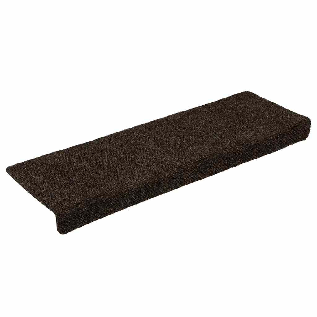 VidaXL tapetes para escaleras autoadhesivos 30 piezas 65x21x4 cm borde rectangular marrón oscuro