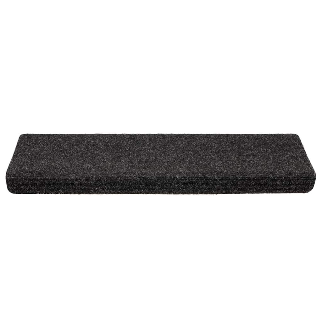 VidaXL tapetes para escaleras autoadhesivos 20 piezas 65x21x4 cm borde rectangular negro