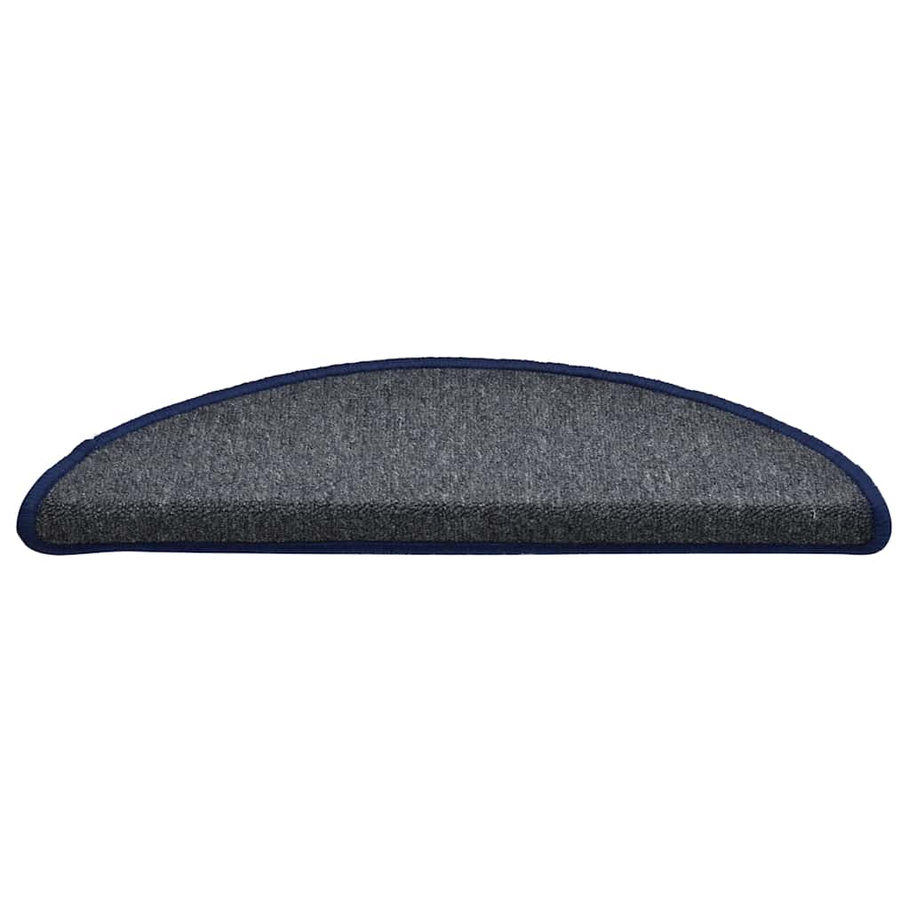 VidaXL alfombrillas para escaleras 30uds 56x17x3 cm gris oscuro y azul semicirculares