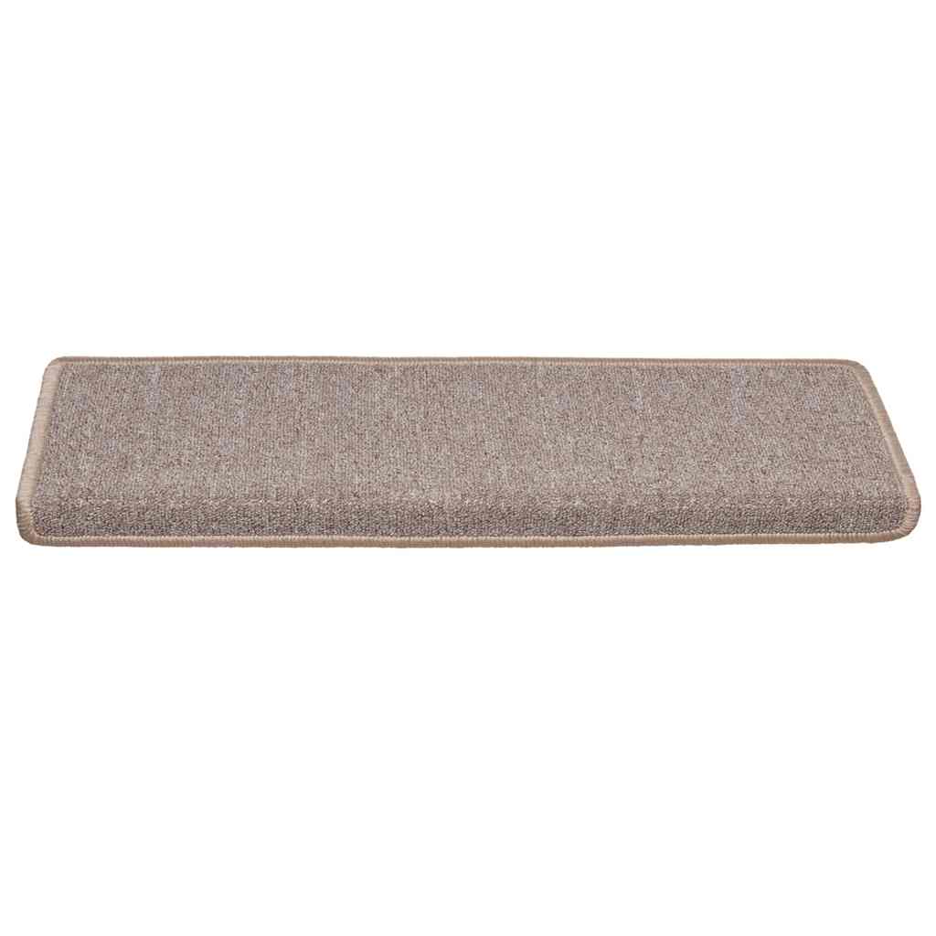 Vidaxx alfombrillas para escaleras 30 uds 65x21x4 cm marrón claro con borde rectangular