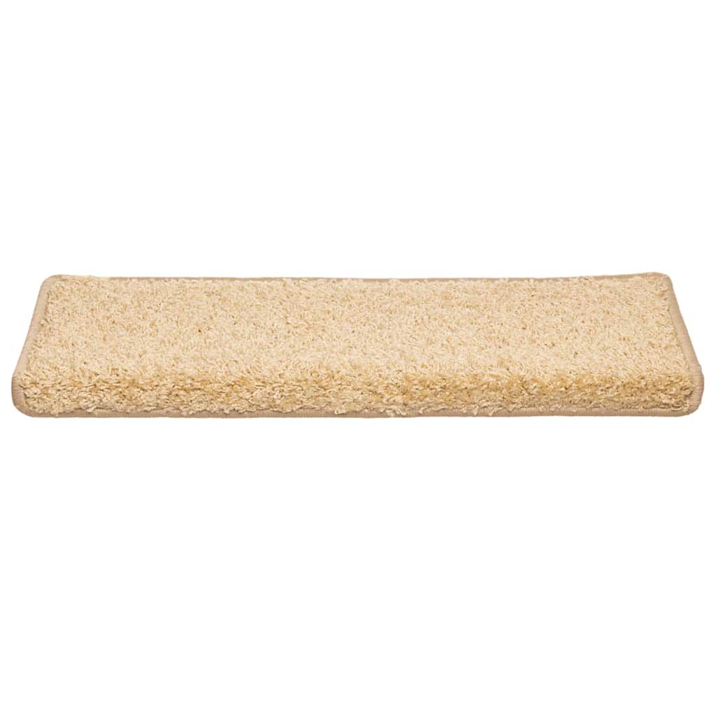 Vidaxx alfombrillas para escaleras 30 uds 65x21x4 cm crema con borde rectangular