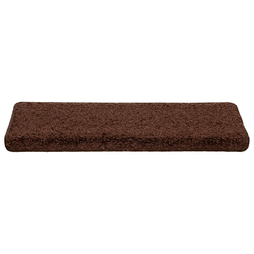 Vidaxx alfombras para escaleras 20uds 65x21x4 cm borde rectangular marrón
