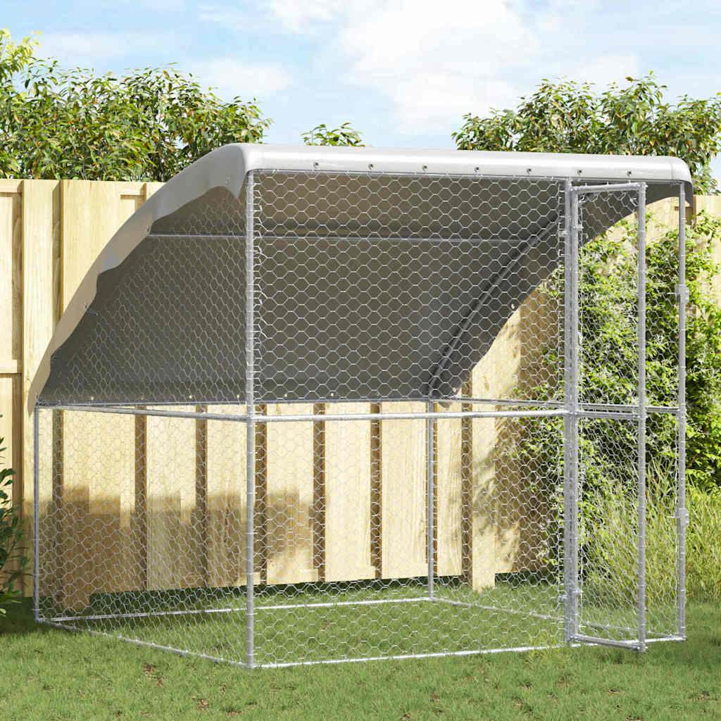 Vidaxl hondenhok met opslag zilver 2 x 2 x 2 m gegalvaniseerd staal