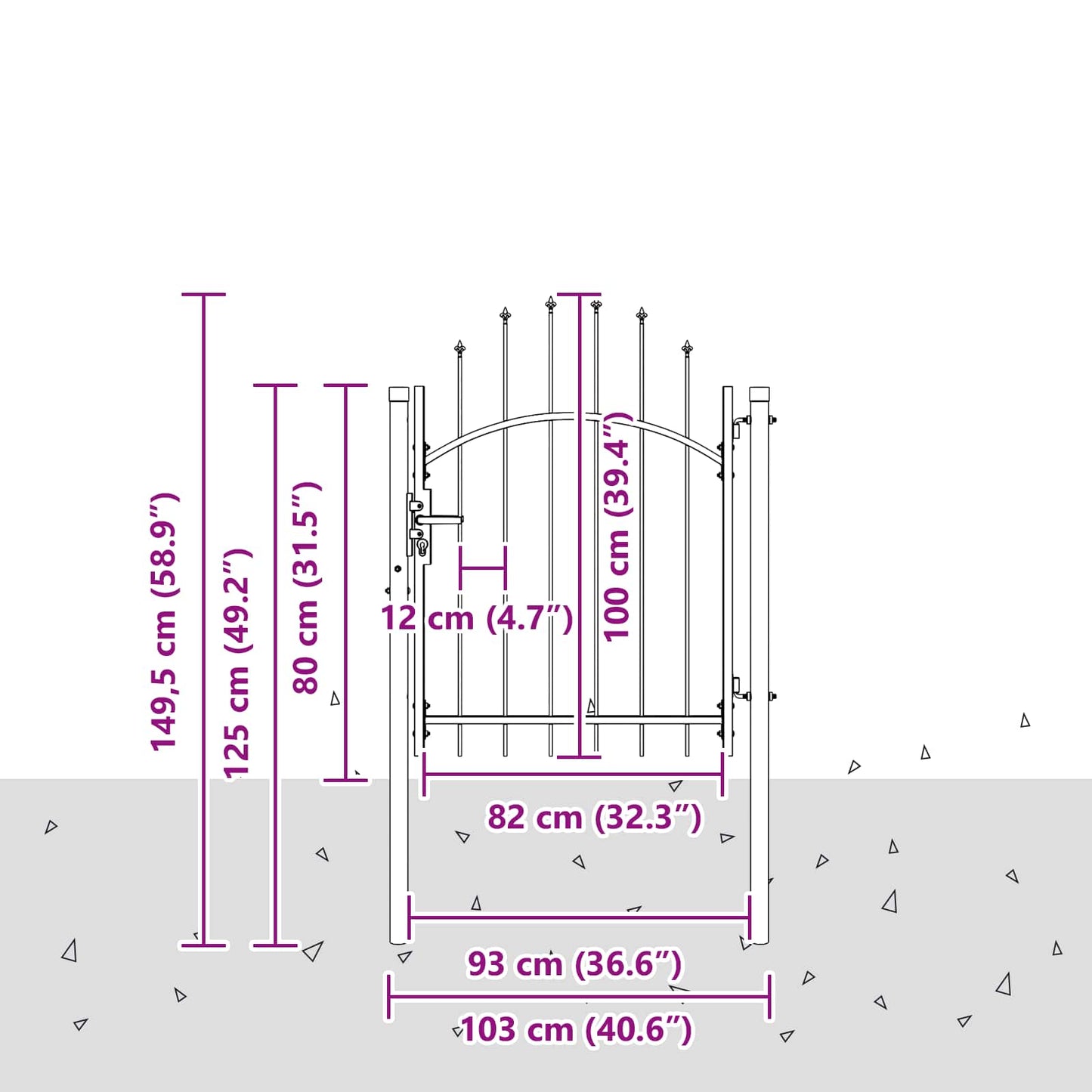 Vidaxl tuinpoort met slot grijs 100 x 100 cm staal