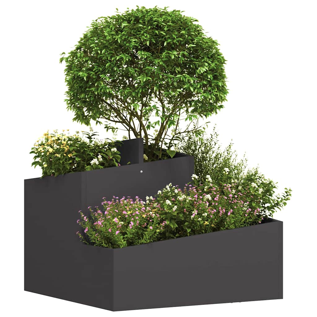 Vidaxl macetero de jardín negro 60 x 60 x 50 cm acero laminado en frío