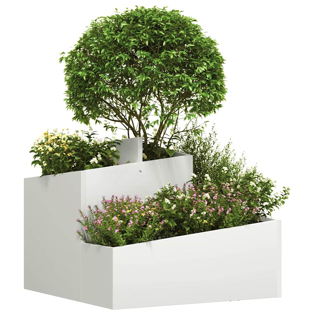 Vidaxl macetero de jardín blanco 60 x 60 x 50 cm acero laminado en frío