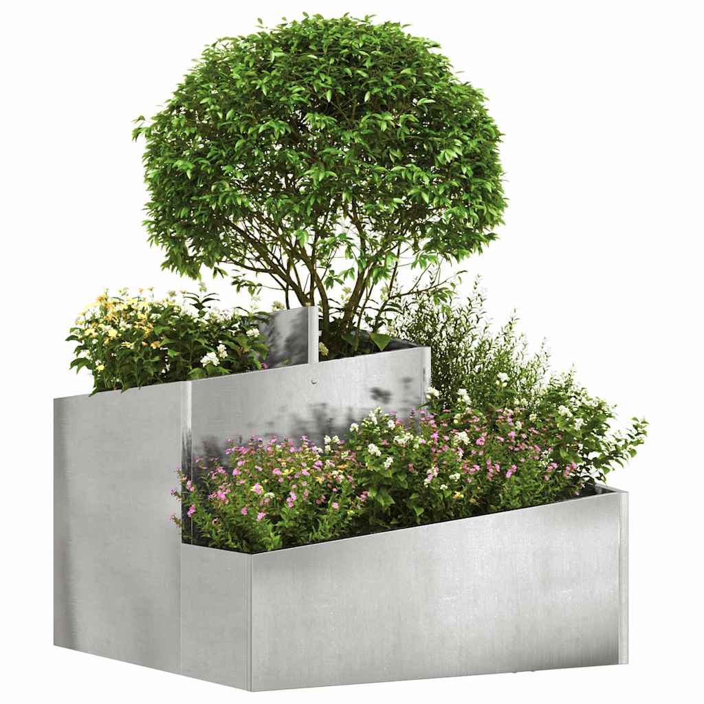 Vaso da fiori da giardino VidaXL argento 60 x 60 x 50 cm in acciaio inossidabile
