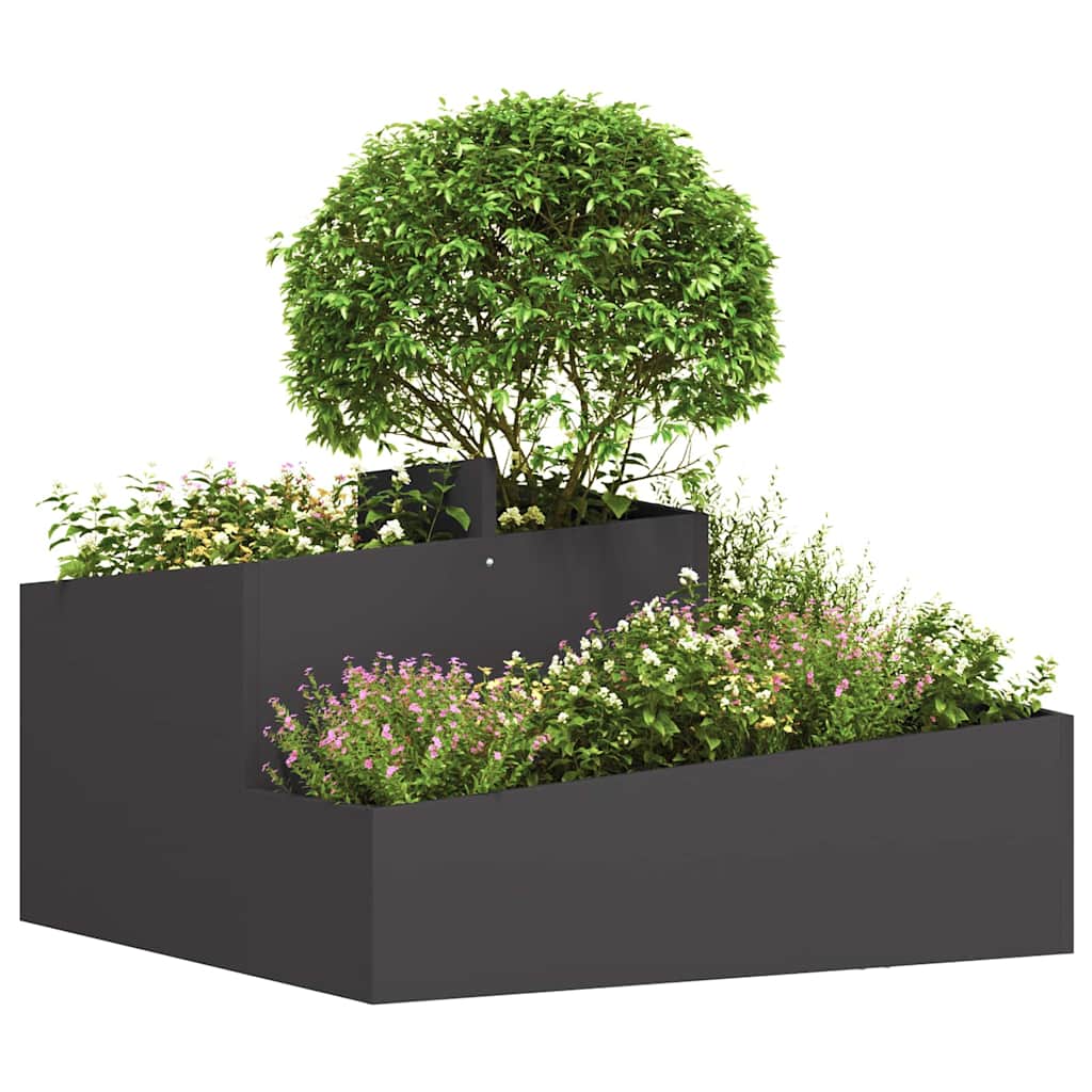 Vidaxl macetero de jardín negro 80 x 80 x 50 cm acero laminado en frío