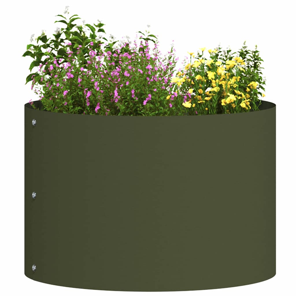 Vidaxxl aro para plantas 5 piezas verde oliva 30 x 30 x 20 cm acero laminado en frío