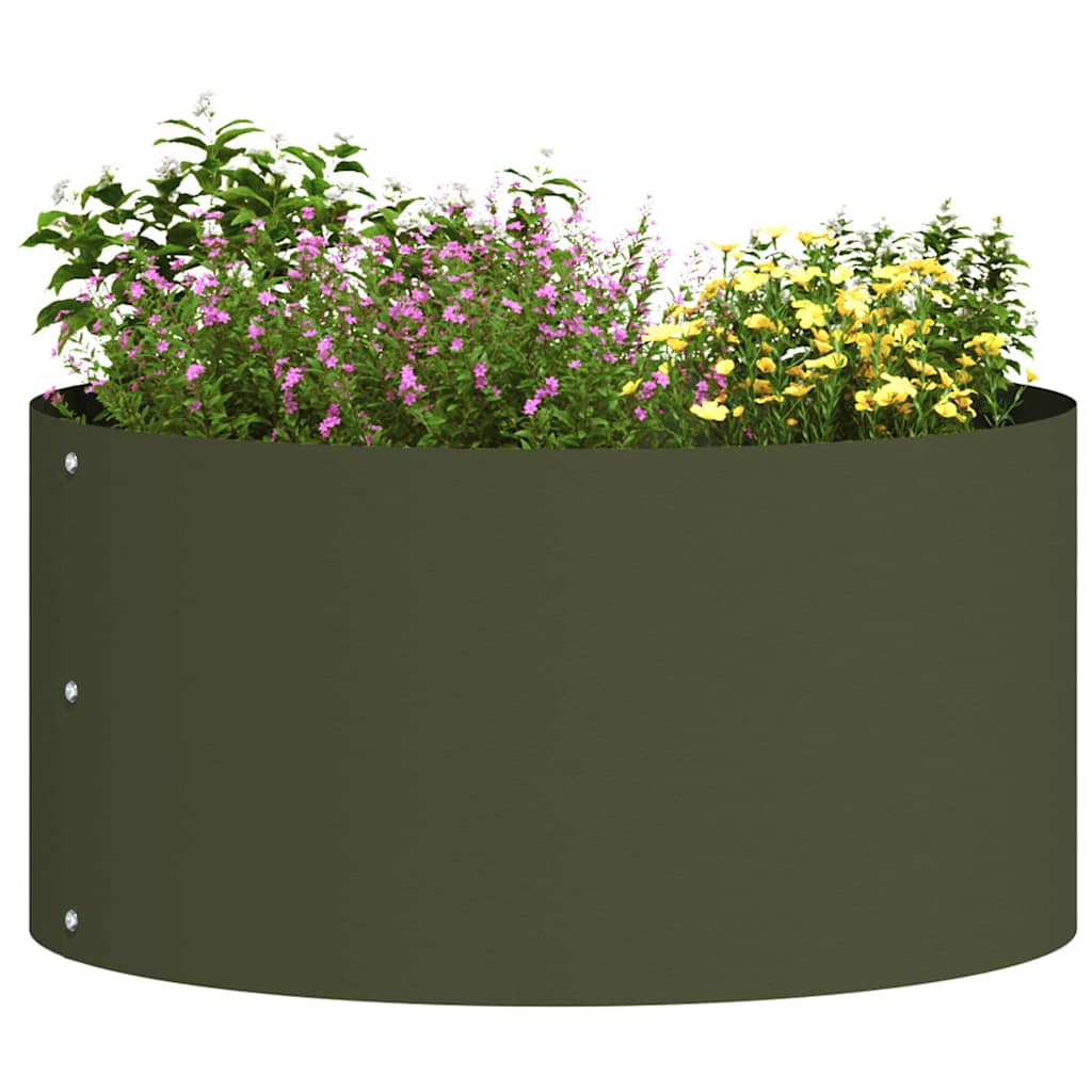 Anello per piante Vidaxxl verde oliva 40 x 40 x 20 cm in acciaio laminato a freddo