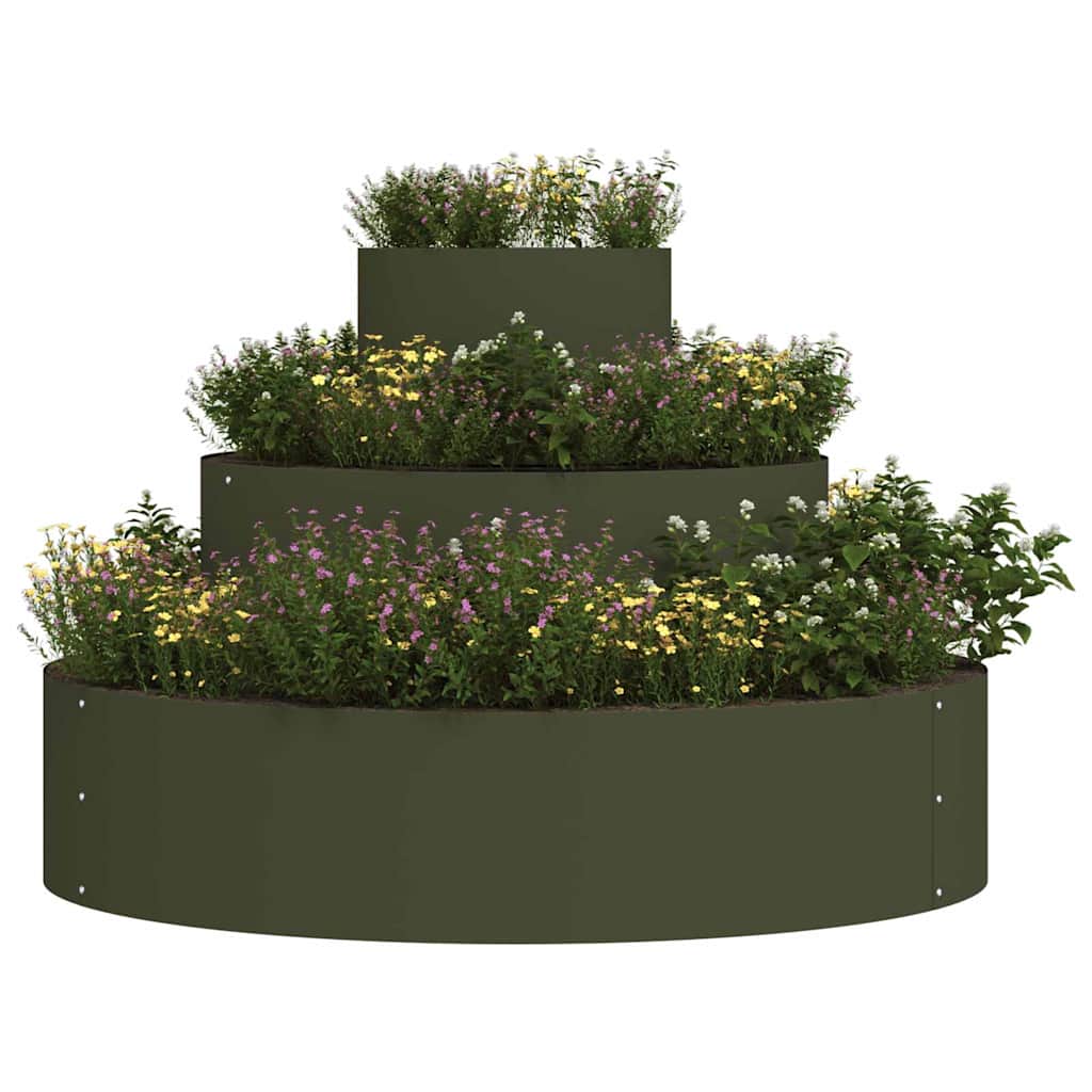 Vaso da fiori da giardino Vidaxxl verde oliva 90 x 90 x 20 cm in acciaio laminato a freddo