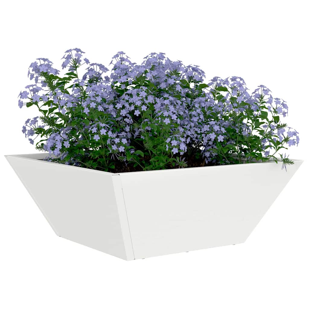 Vidaxl macetero de jardín blanco 40 x 40 x 15 cm acero laminado en frío