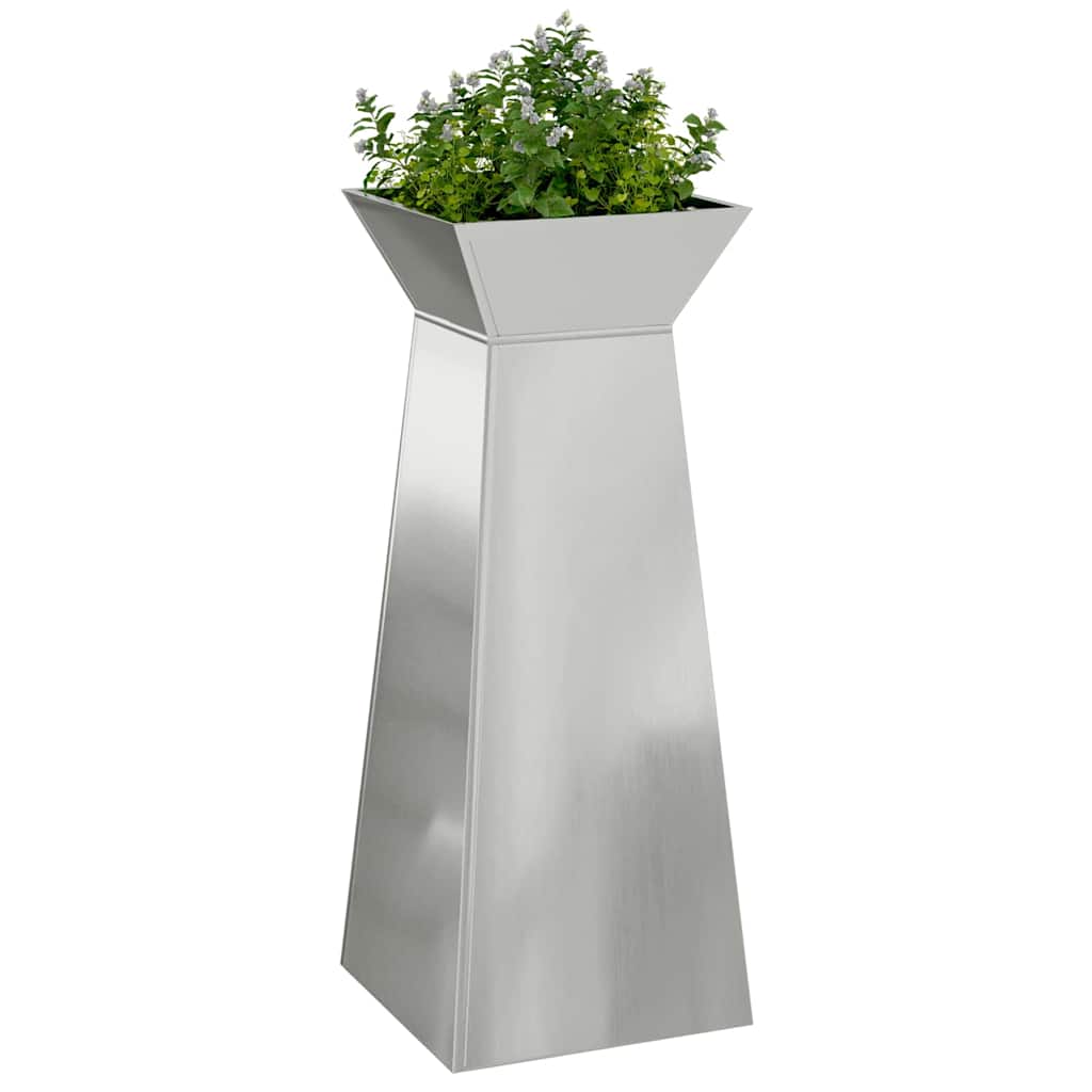 VidaXL macetero de columna 2 piezas plateado 40 x 40 x 100 cm
