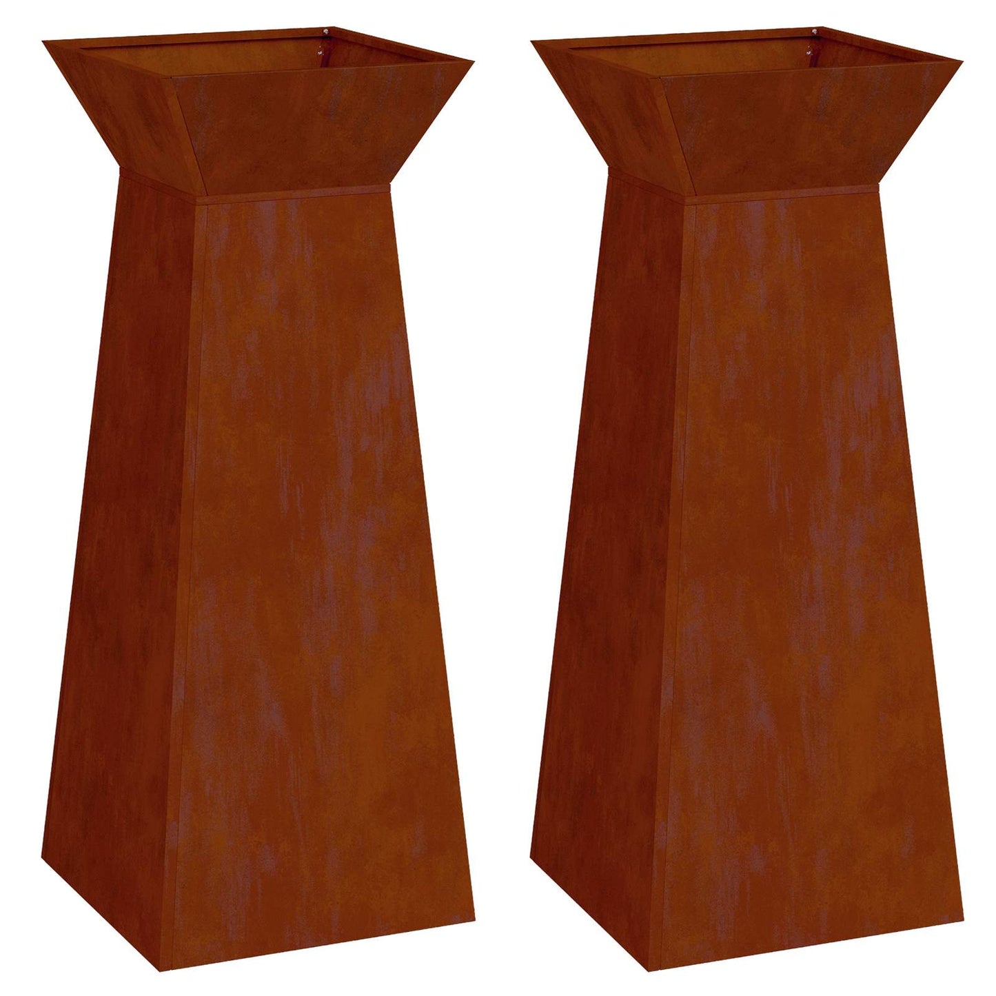 Vidaxl pilaar plantenbak 2 pcs zilver 40 x 40 x 100 cm cortenstaal
