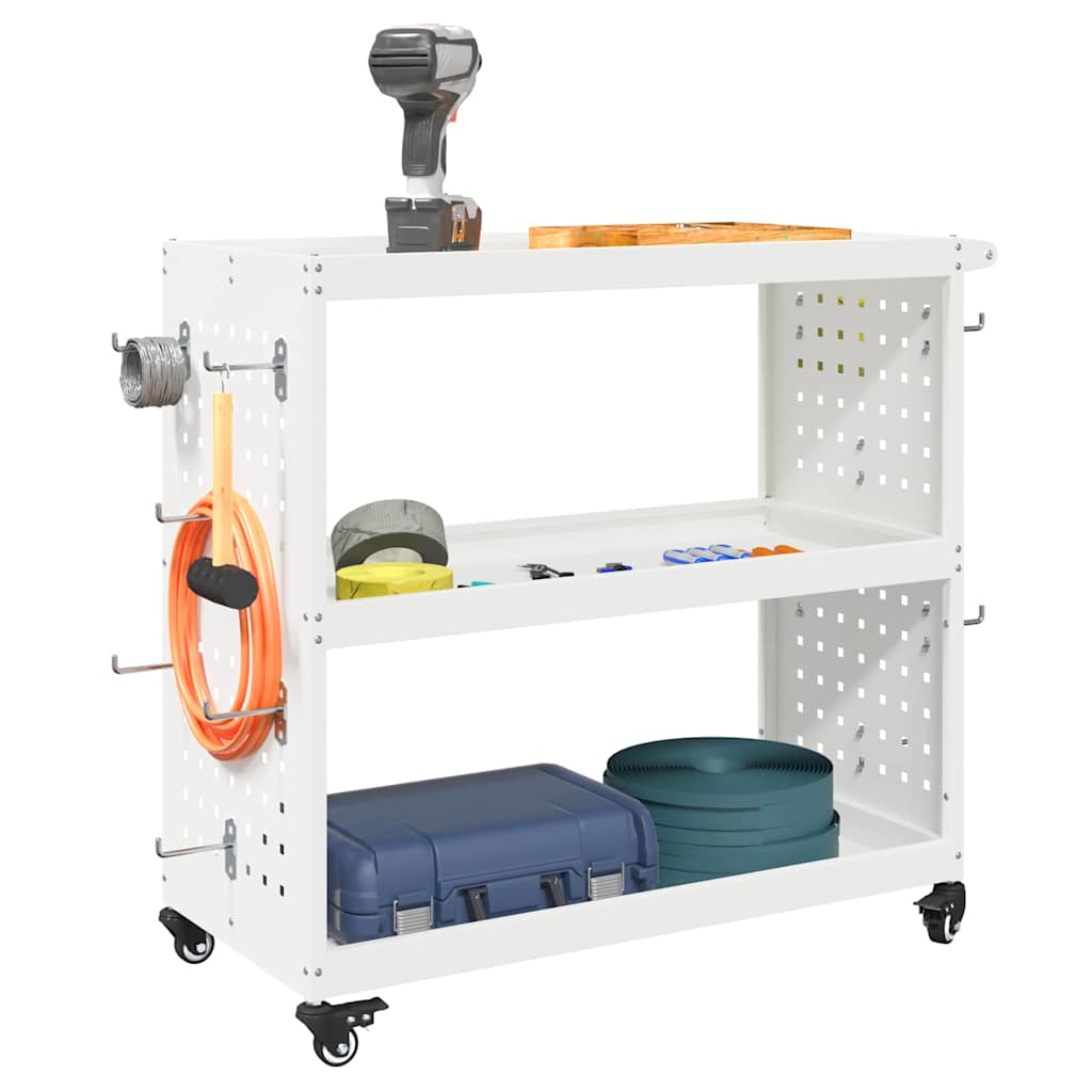 Vidaxl gereedschapswagen wit 75 x 35 x 73 cm koudgewalst staal