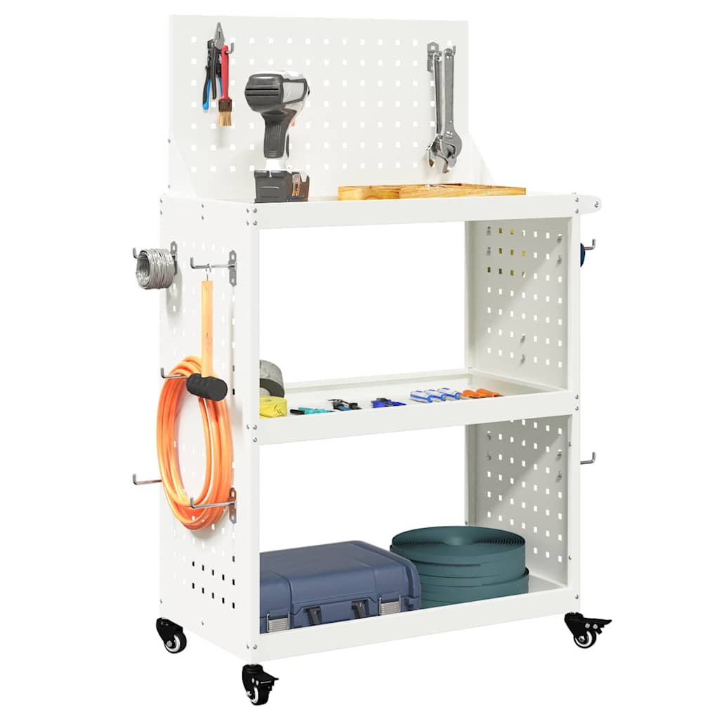 Carro de herramientas vidaxx blanco 65 x 35 x 111 cm acero laminado en frío