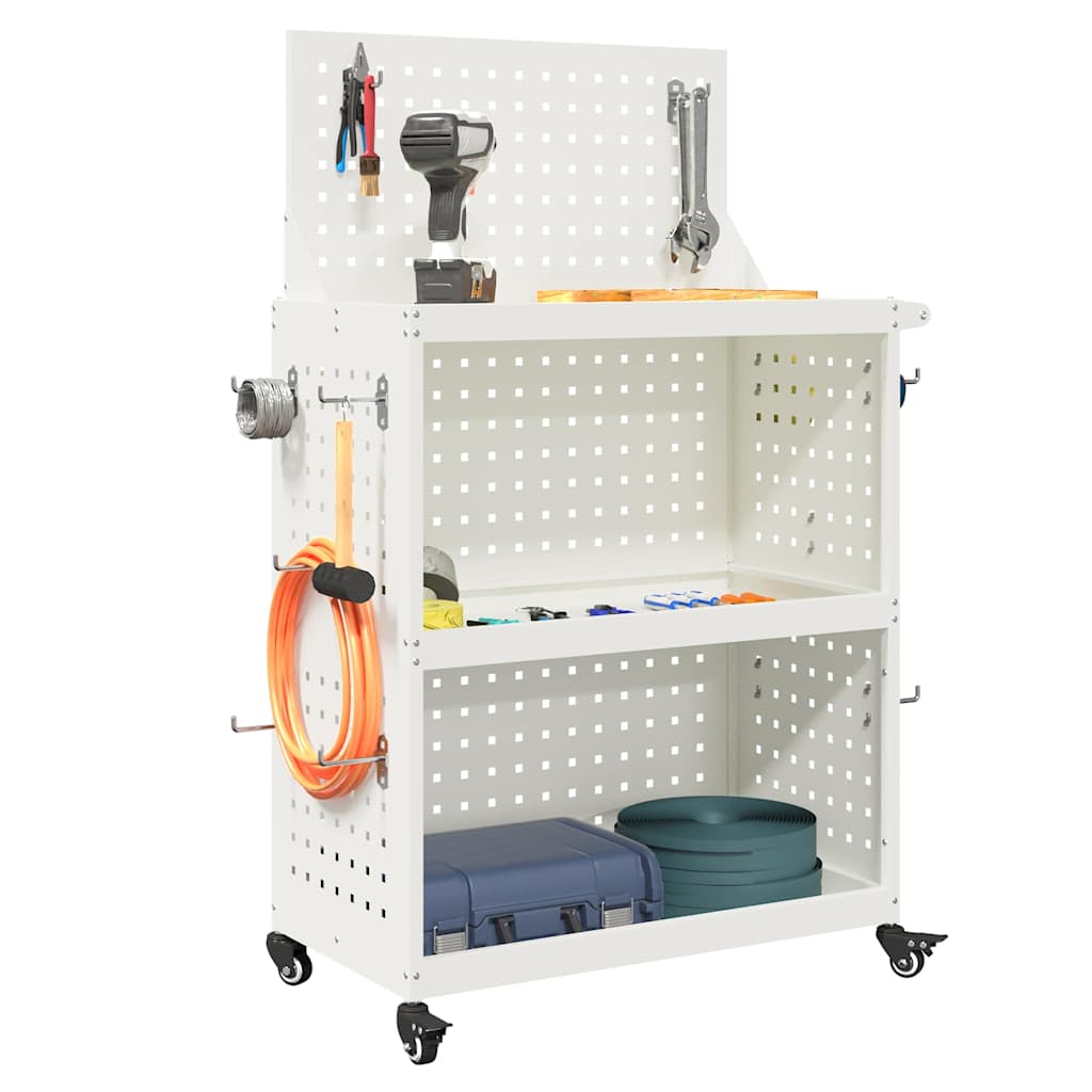 Carro de herramientas vidaxx blanco 65 x 35 x 111 cm acero laminado en frío