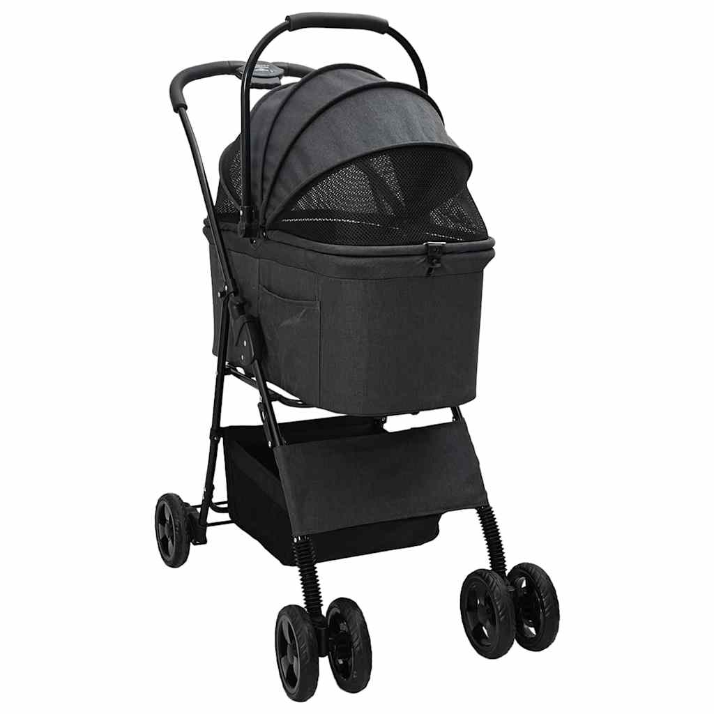 Passeggino pieghevole per animali domestici Vidaxx nero 81 x 47 x 99 cm poliestere