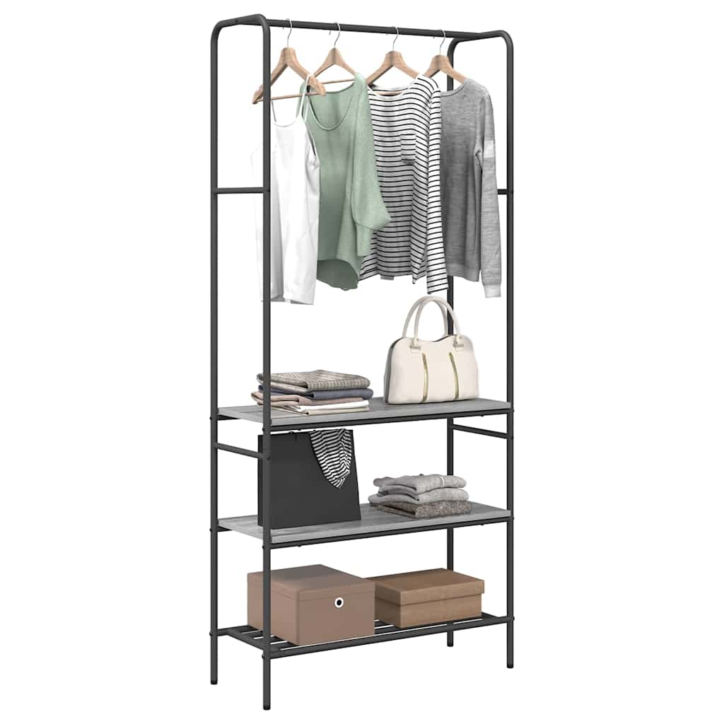 Perchero vidaxl con estante gris sonoma 77 x 30 x 171 cm acabado madera