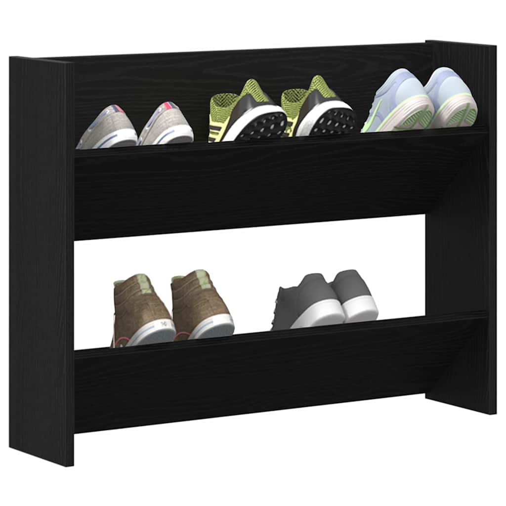 Vidaxx zapatero con estante roble negro 85 x 18 x 90 cm acabado madera