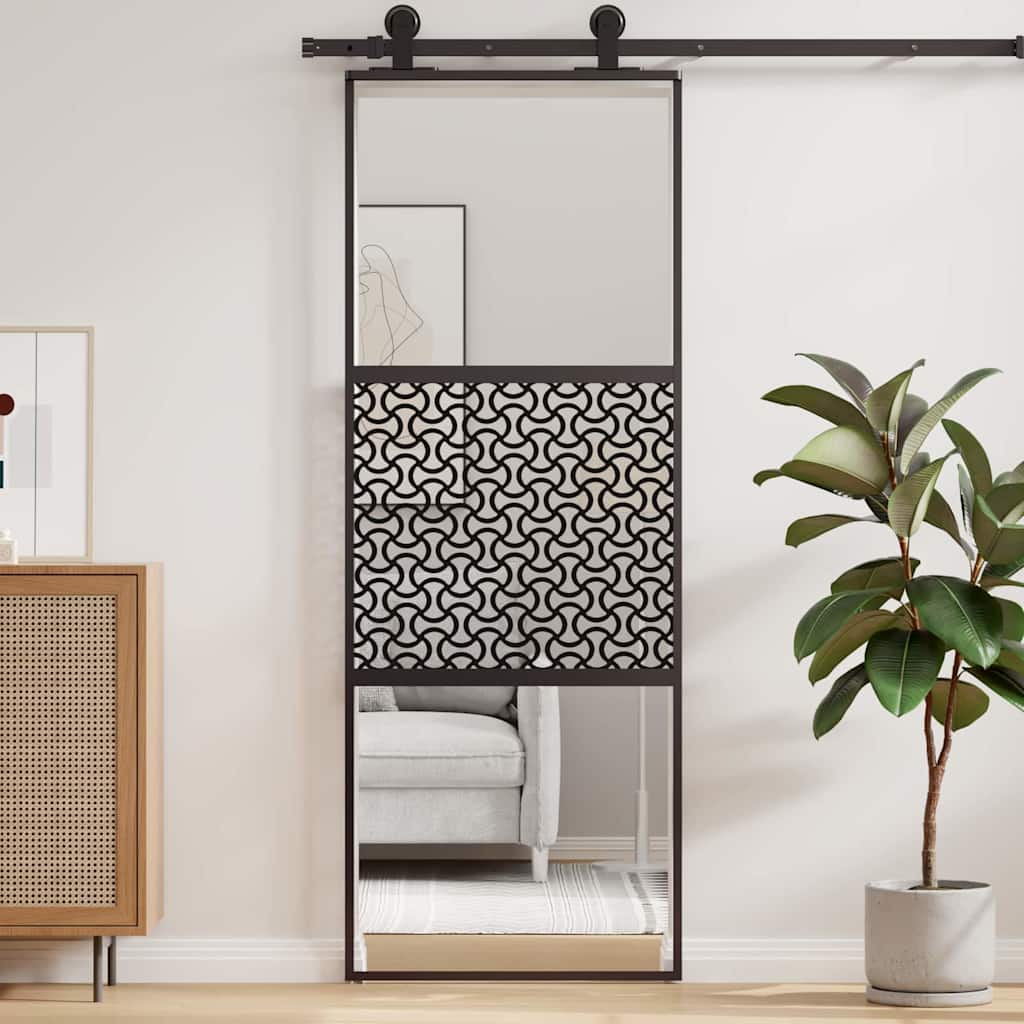 Vidaxx puerta de cristal calado negro 90 x 2 x 205 cm aluminio