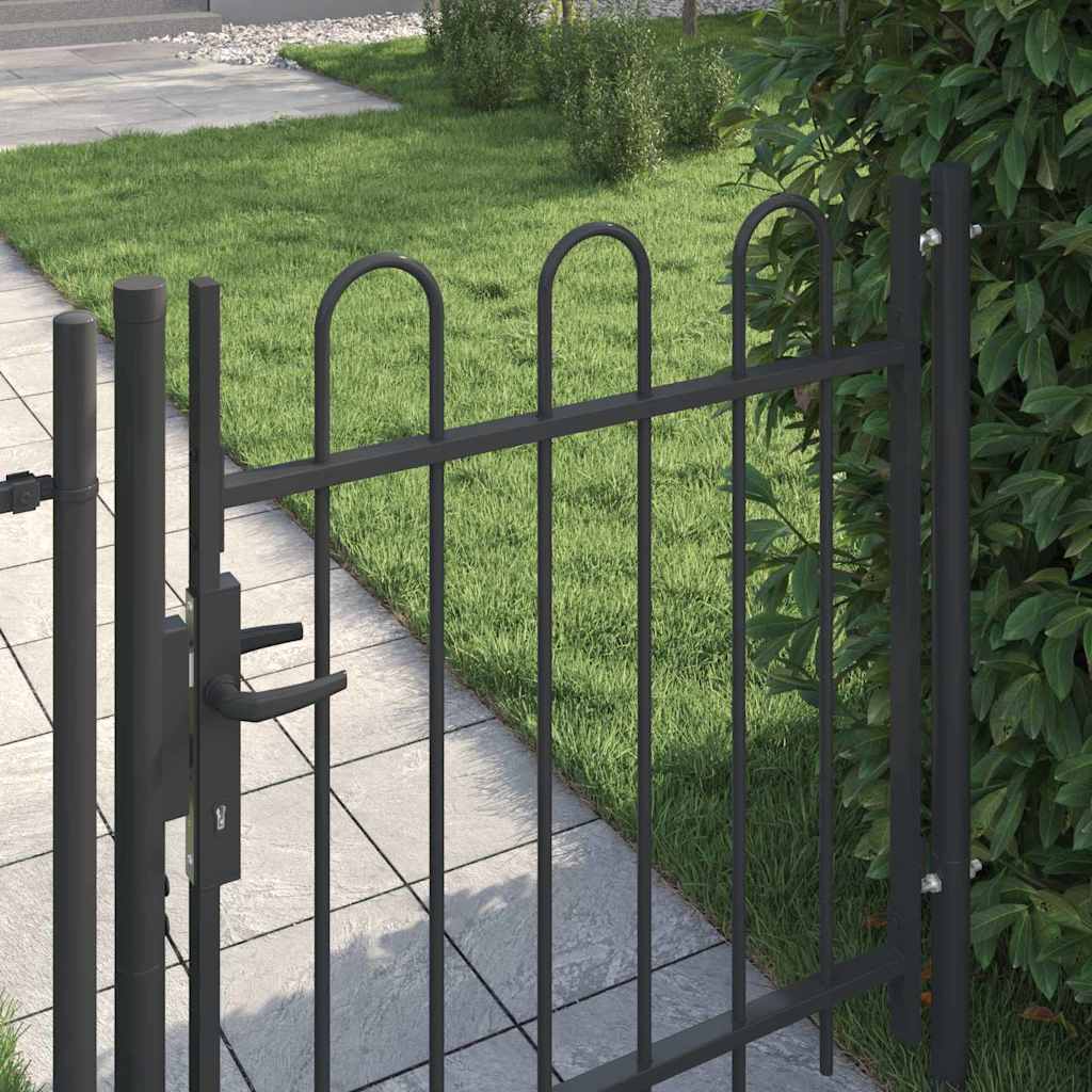 Puerta de valla Vidaxx con cerradura gris 103 x 150 cm acero con recubrimiento en polvo