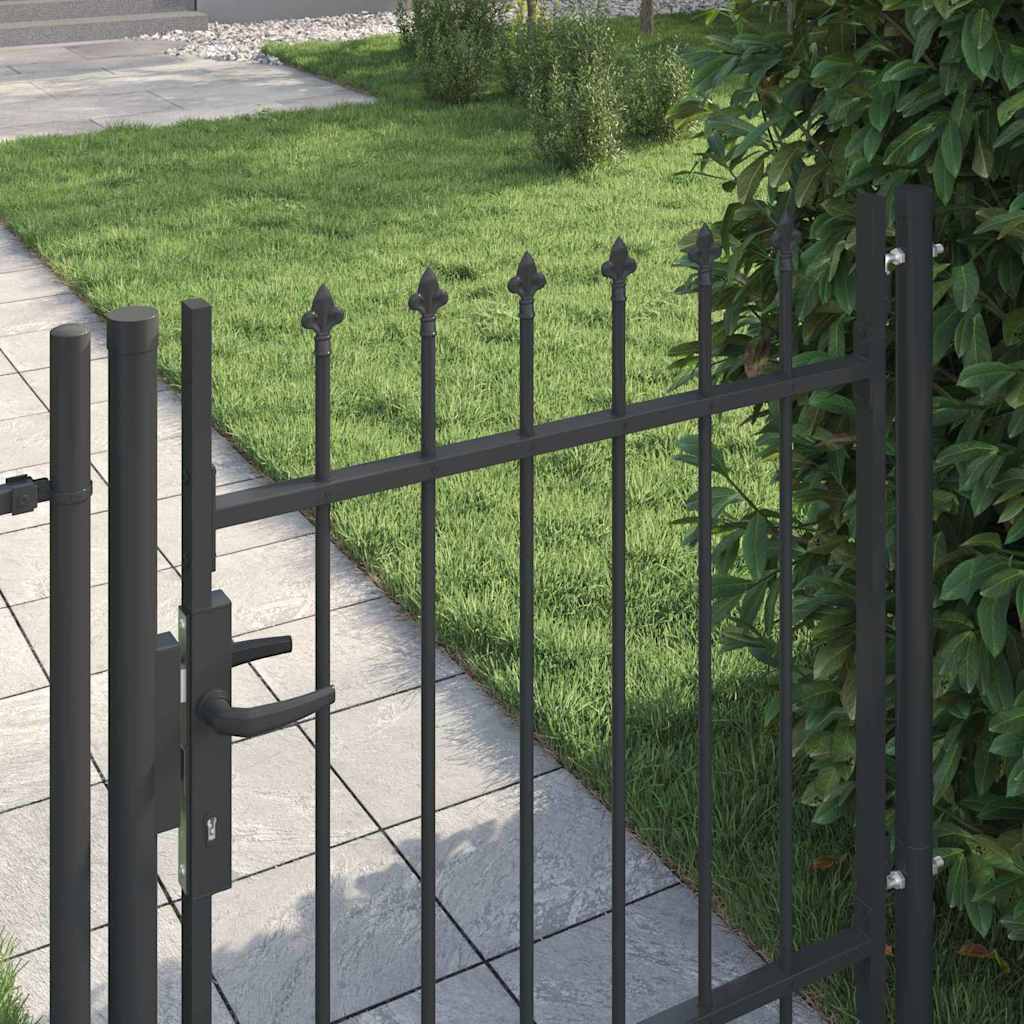 Puerta de valla Vidaxx con cerradura gris 103 x 150 cm acero con recubrimiento en polvo