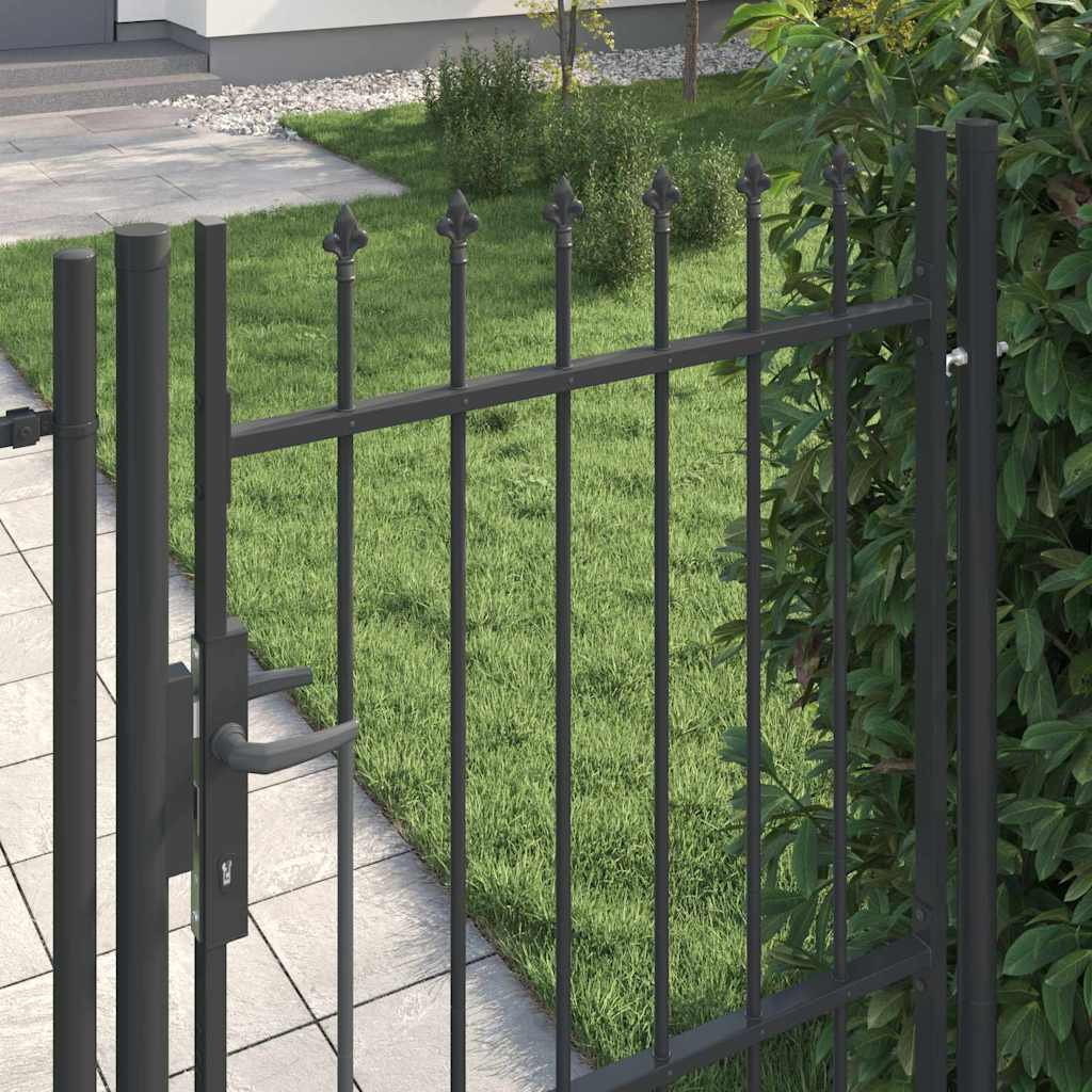 Puerta de valla Vidaxx con cerradura gris 103 x 200 cm acero con recubrimiento en polvo