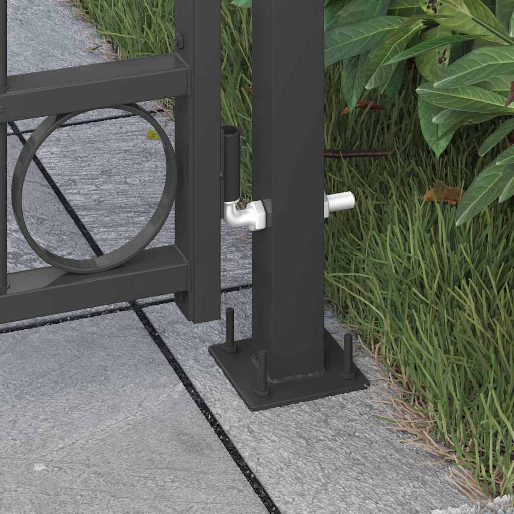 Poste de valla vidaxl con cerradura gris 200 x 88 x 14 cm acero