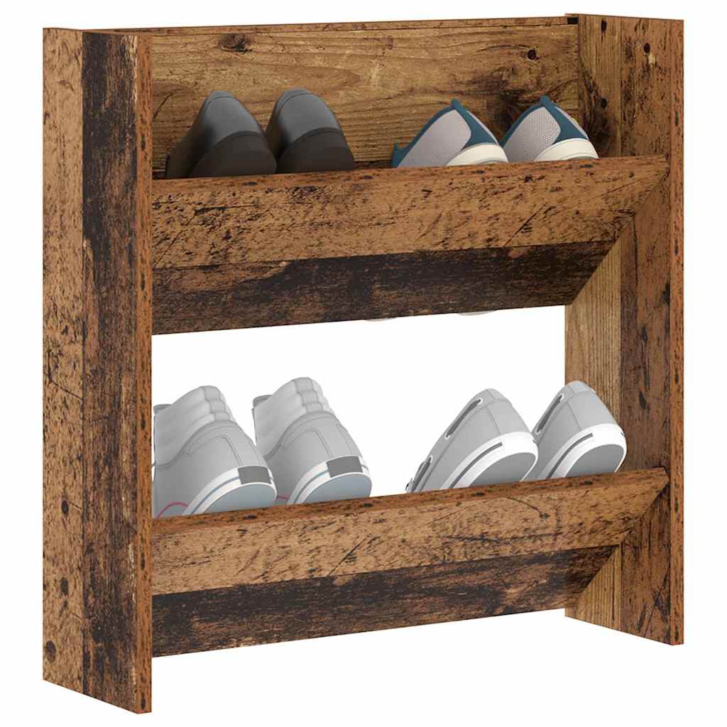 Vidaxl schoenenkast met plank oudhout 60 x 18 x 60 cm bewerkt hout