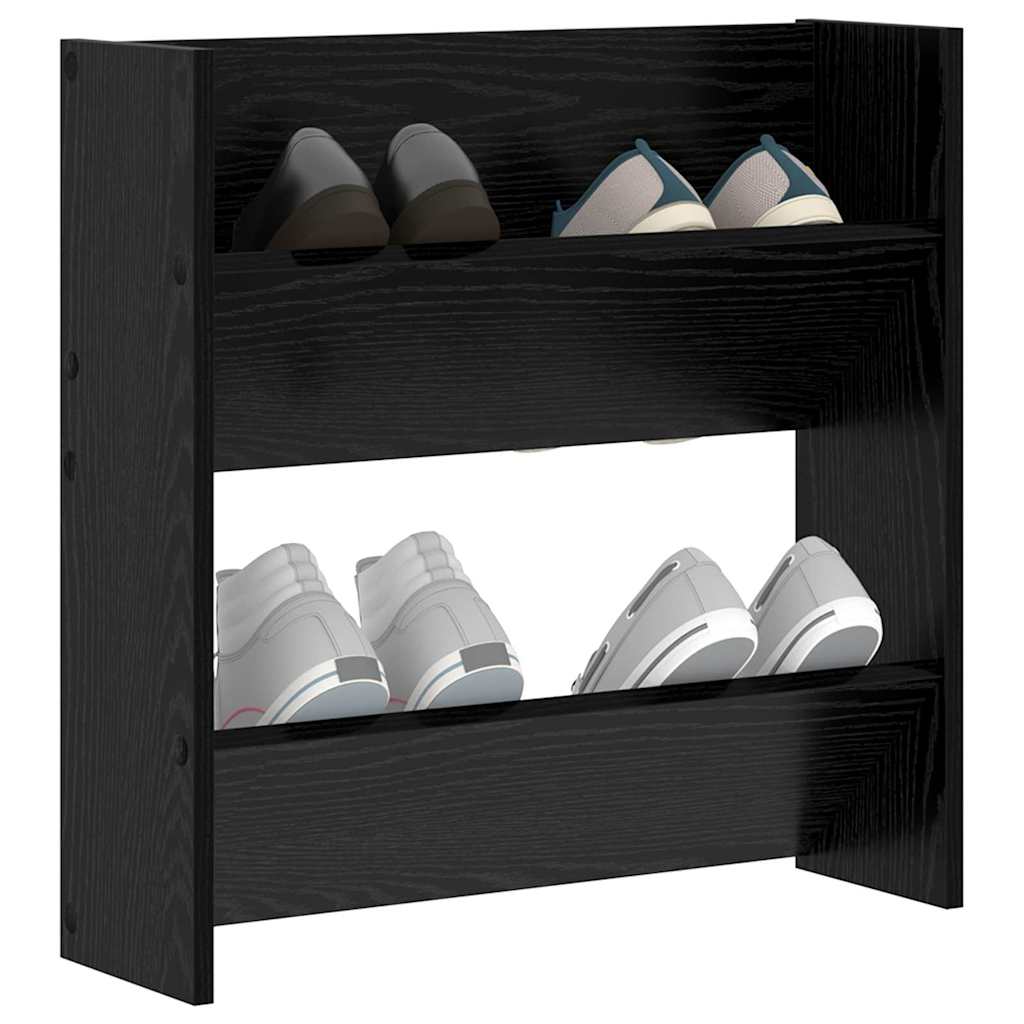 Scarpiera VidaXL con ripiano rovere nero 60 x 18 x 60 cm in derivati del legno