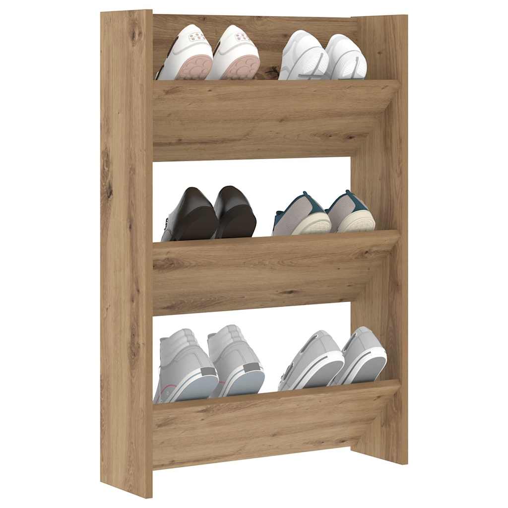 Vidaxl schoenenkast artisan eiken 60 x 18 x 90 cm bewerkt hout