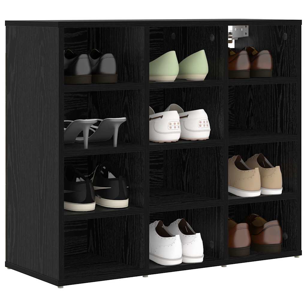 Vidaxxl zapatero roble negro 77,5 x 30 x 67 cm madera contrachapada