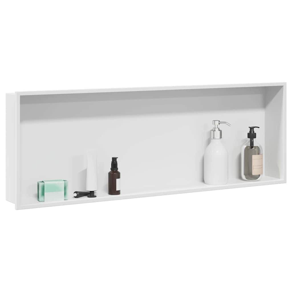 Vidaxl douche niche wit 90 x 30 x 9,5 cm roestvrij staal