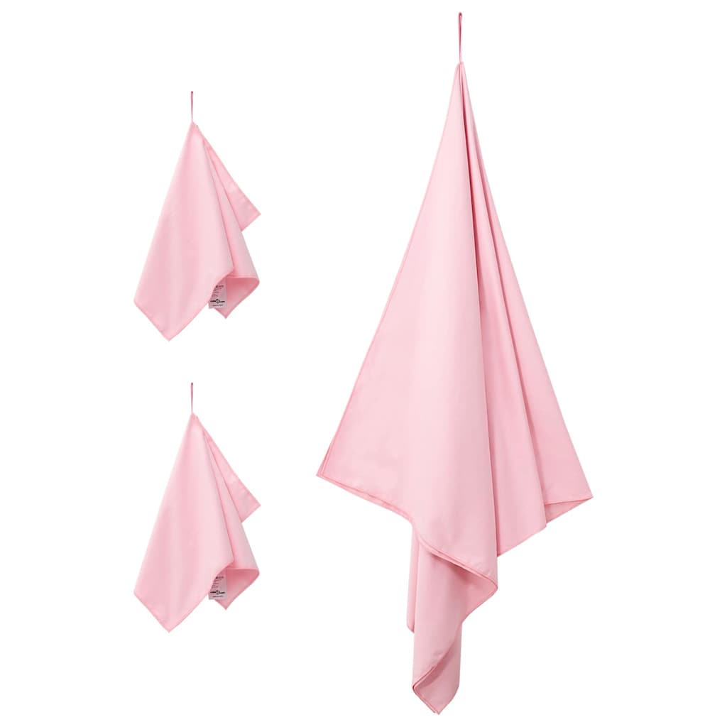 VidaXL juego de toallas deportivas 3 piezas rosa poliéster y poliamida