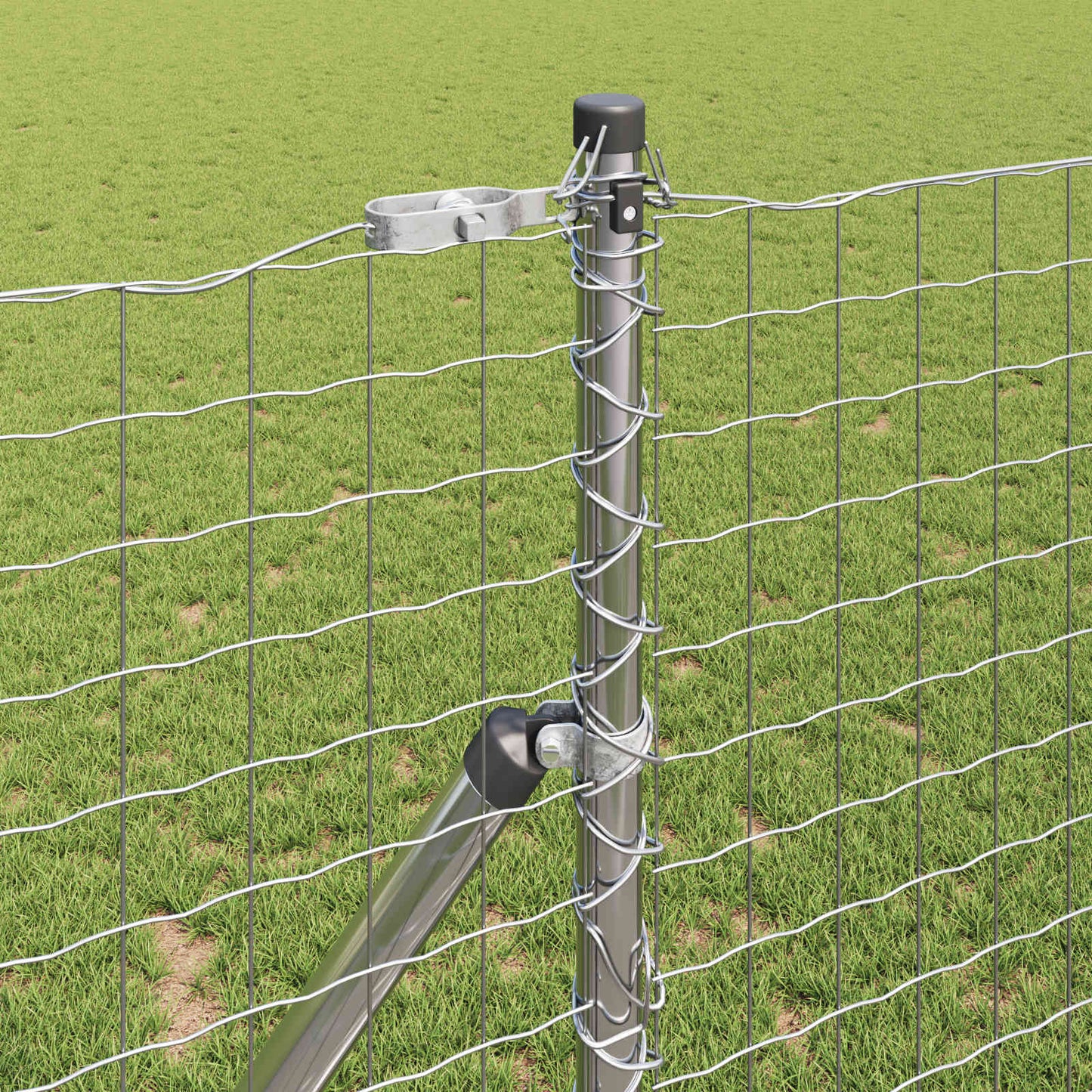 Vidaxl afrasteringspaal 2 pcs zilver poedergecoat staal