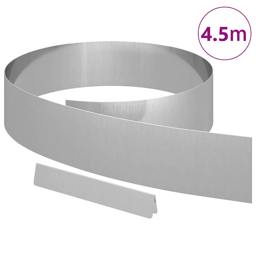 Vidaxl borde de jardín plateado 450 x 0,05 x 15 cm acero galvanizado
