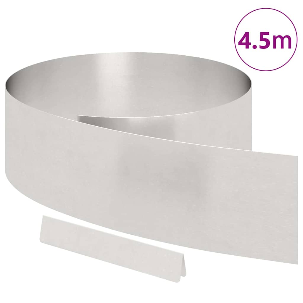 Vidaxl tuinrand zilver 450 x 0.05 x 15 cm roestvrij staal
